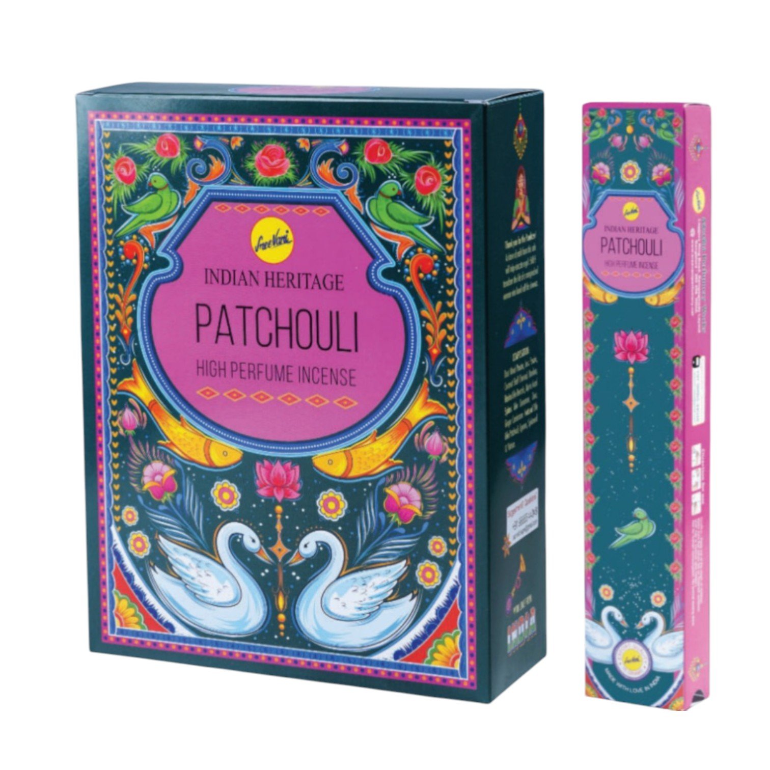 Inhoud per doos: 12 pakjes AGARBATTI PATCHOULI INCENSE SREEVANI 15GM
